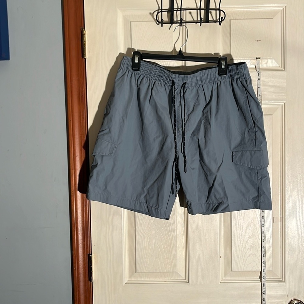 NWT-Original deluxe supply-2X-bluish gray-cargo, elastic waist, Drawstring short